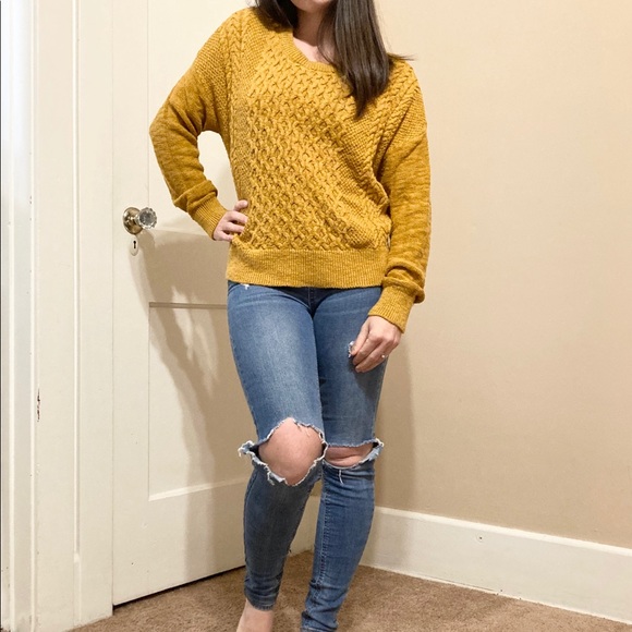 Mossimo Mustard Yellow Cable Knit 
